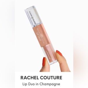Rachel Couture Lip Duo in Champagne, a dual lip shimmer gloss & clear lip glass.